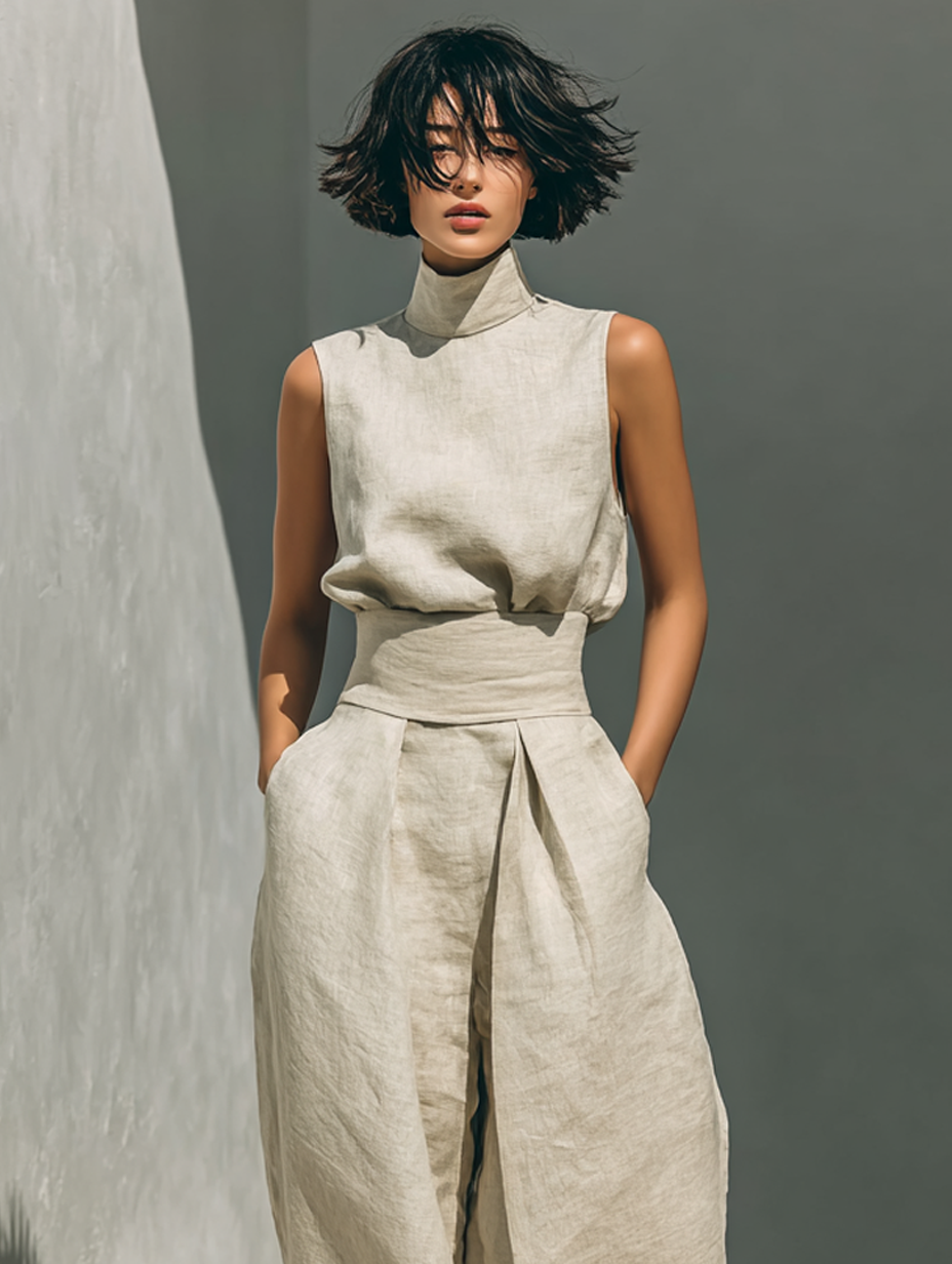 Sofia — Set Blusa e Pantaloni in Lino
