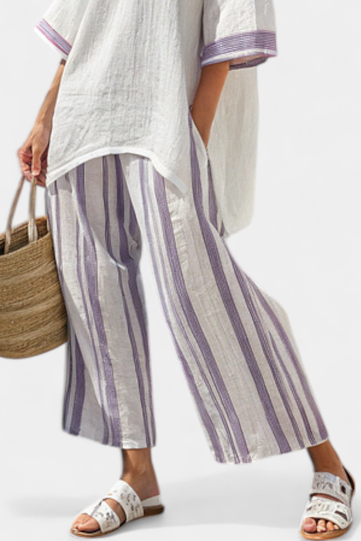 Allegra – camicetta comoda e pantaloni a righe in bambù