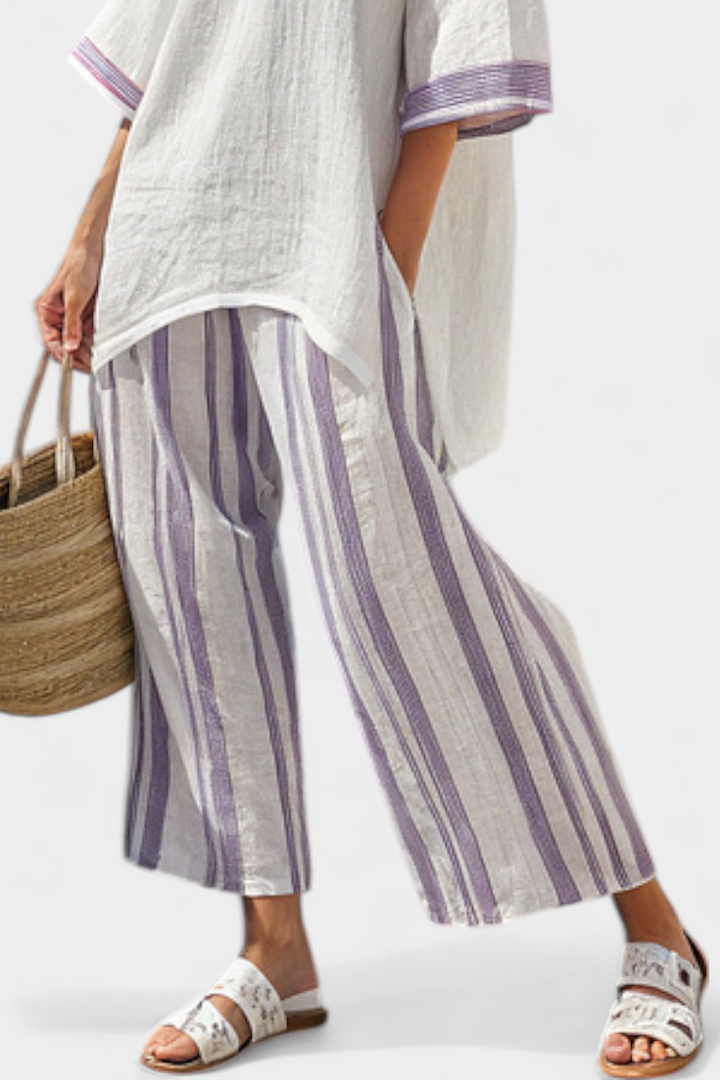 Allegra – camicetta comoda e pantaloni a righe in bambù