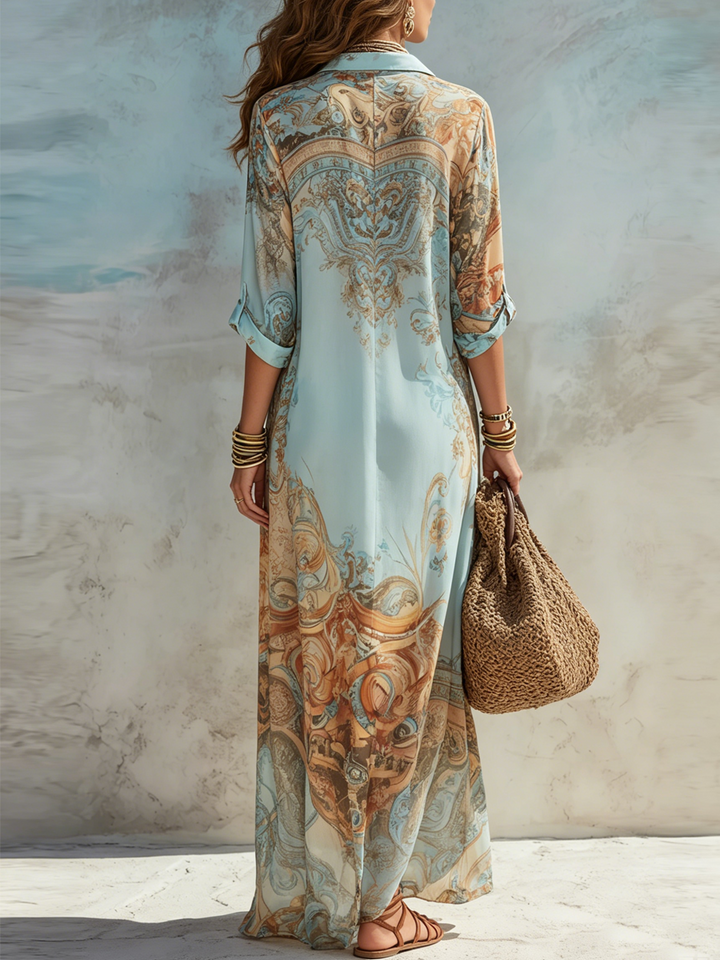 Lorna | Abito Chemisier Maxi Mediterraneo