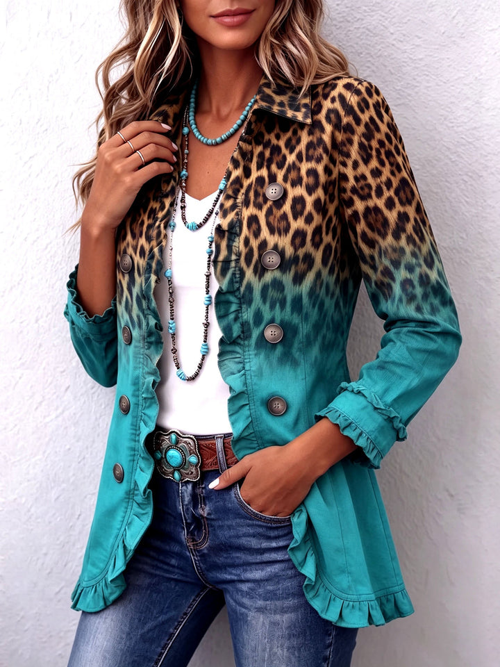 Maura | Giacca Blazer Leopardo Sfumato con Volant