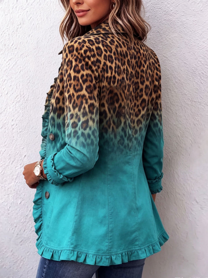 Maura | Giacca Blazer Leopardo Sfumato con Volant