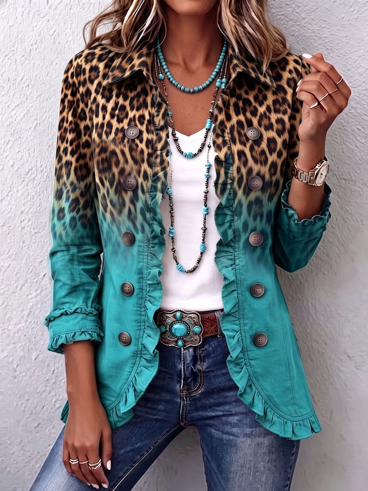 Maura | Giacca Blazer Leopardo Sfumato con Volant