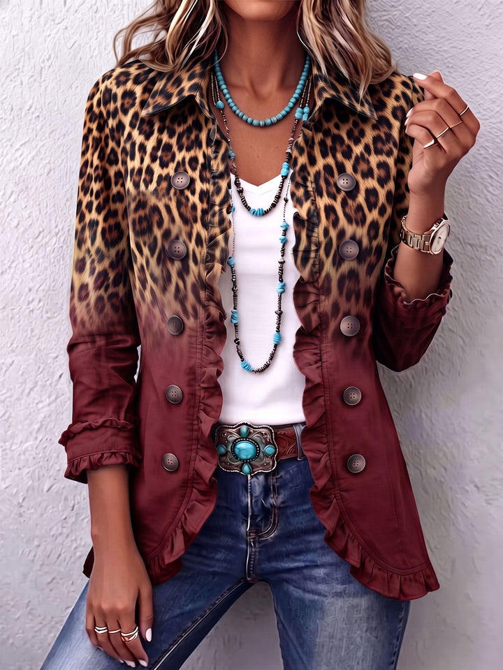 Maura | Giacca Blazer Leopardo Sfumato con Volant